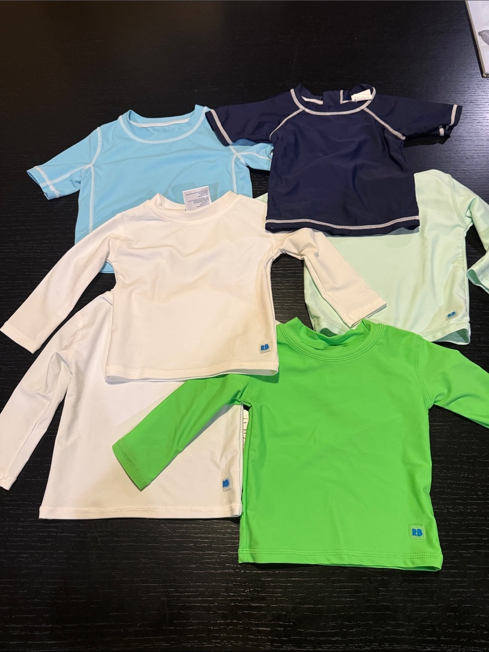 Kids Long Sleeve Rash Guard Swim Shirt - Lime Green, White, Light Blue, Navy